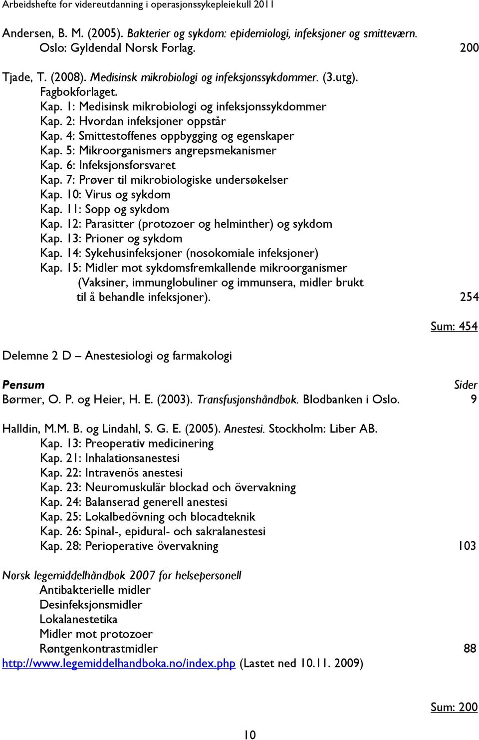 5: Mikroorganismers angrepsmekanismer Kap. 6: Infeksjonsforsvaret Kap. 7: Prøver til mikrobiologiske undersøkelser Kap. 10: Virus og sykdom Kap. 11: Sopp og sykdom Kap.