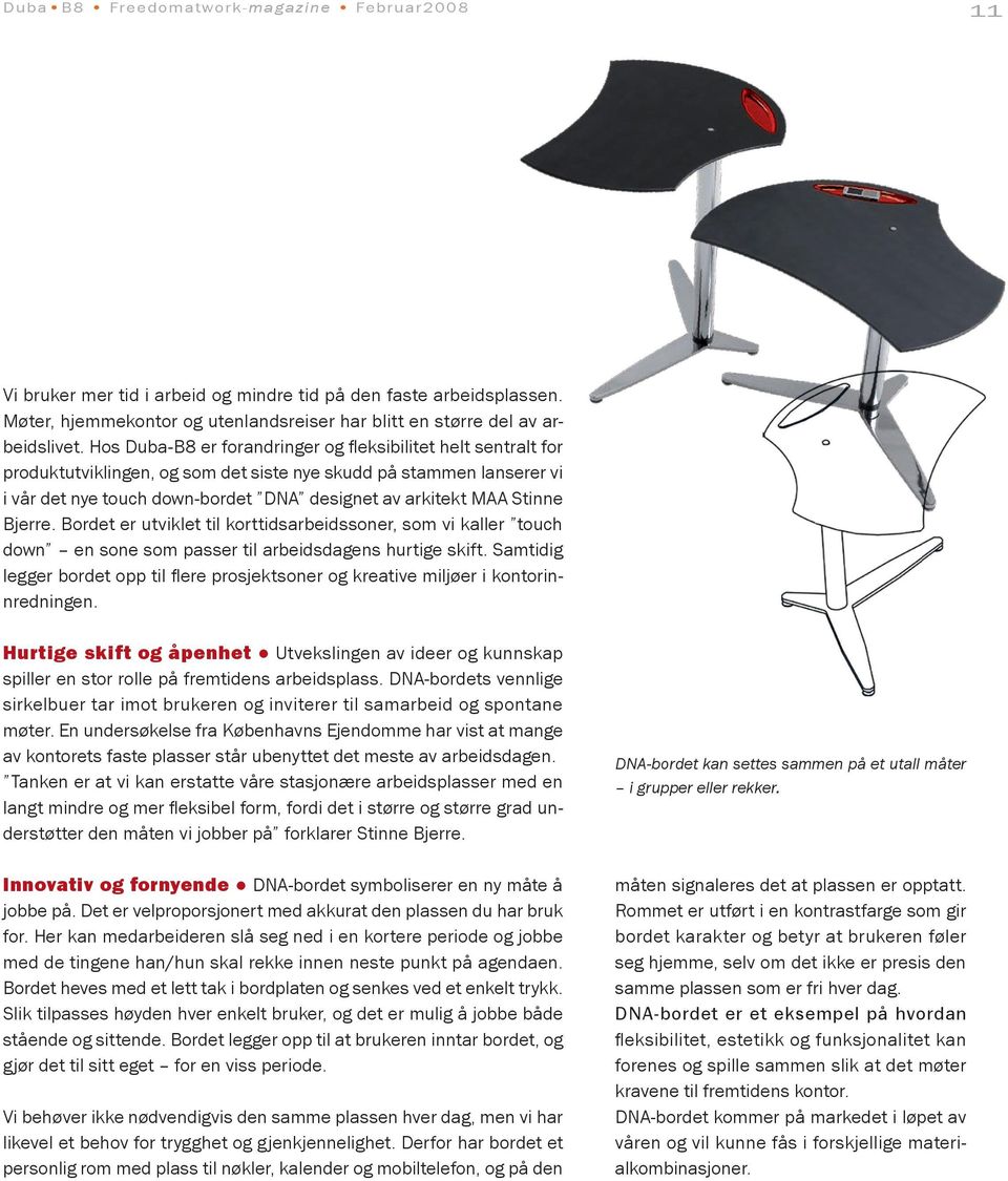 Stinne Bjerre. Bordet er utviklet til korttidsarbeidssoner, som vi kaller touch down en sone som passer til arbeidsdagens hurtige skift.
