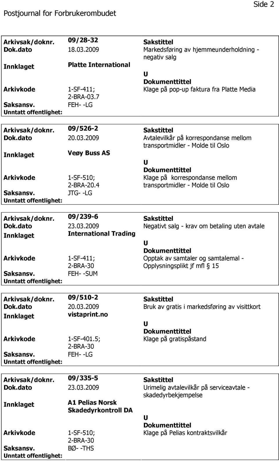 2009 Avtalevilkår på korrespondanse mellom transportmidler - Molde til Oslo nnklaget Veøy Buss AS 1-SF-510; 2-BRA-20.