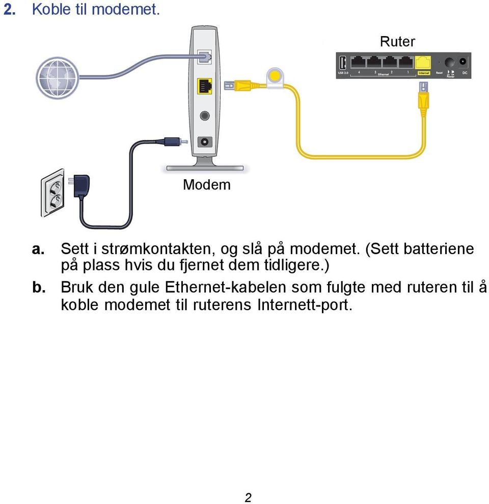 (Sett batteriene på plass hvis du fjernet dem tidligere.) b.