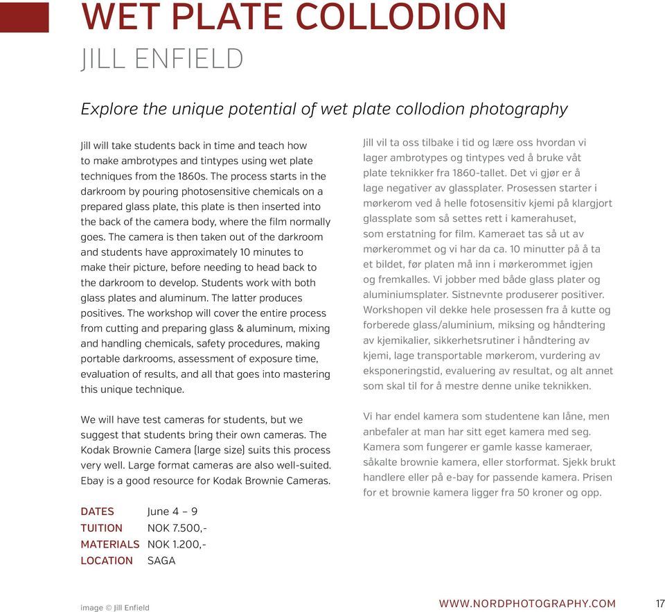 The process starts in the darkroom by pouring photosensitive chemicals on a prepared glass plate, this plate is then inserted into the back of the camera body, where the film normally goes.