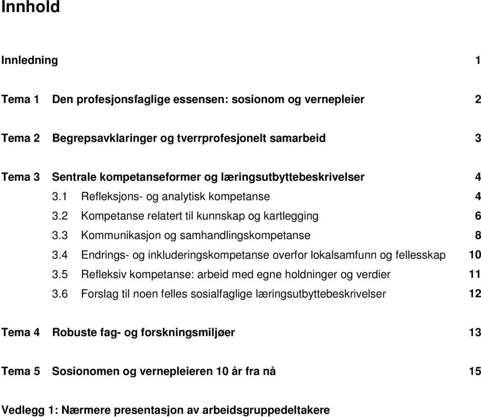 4 Endrings- og inkluderingskompetanse overfor lokalsamfunn og fellesskap 10 3.5 Refleksiv kompetanse: arbeid med egne holdninger og verdier 11 3.