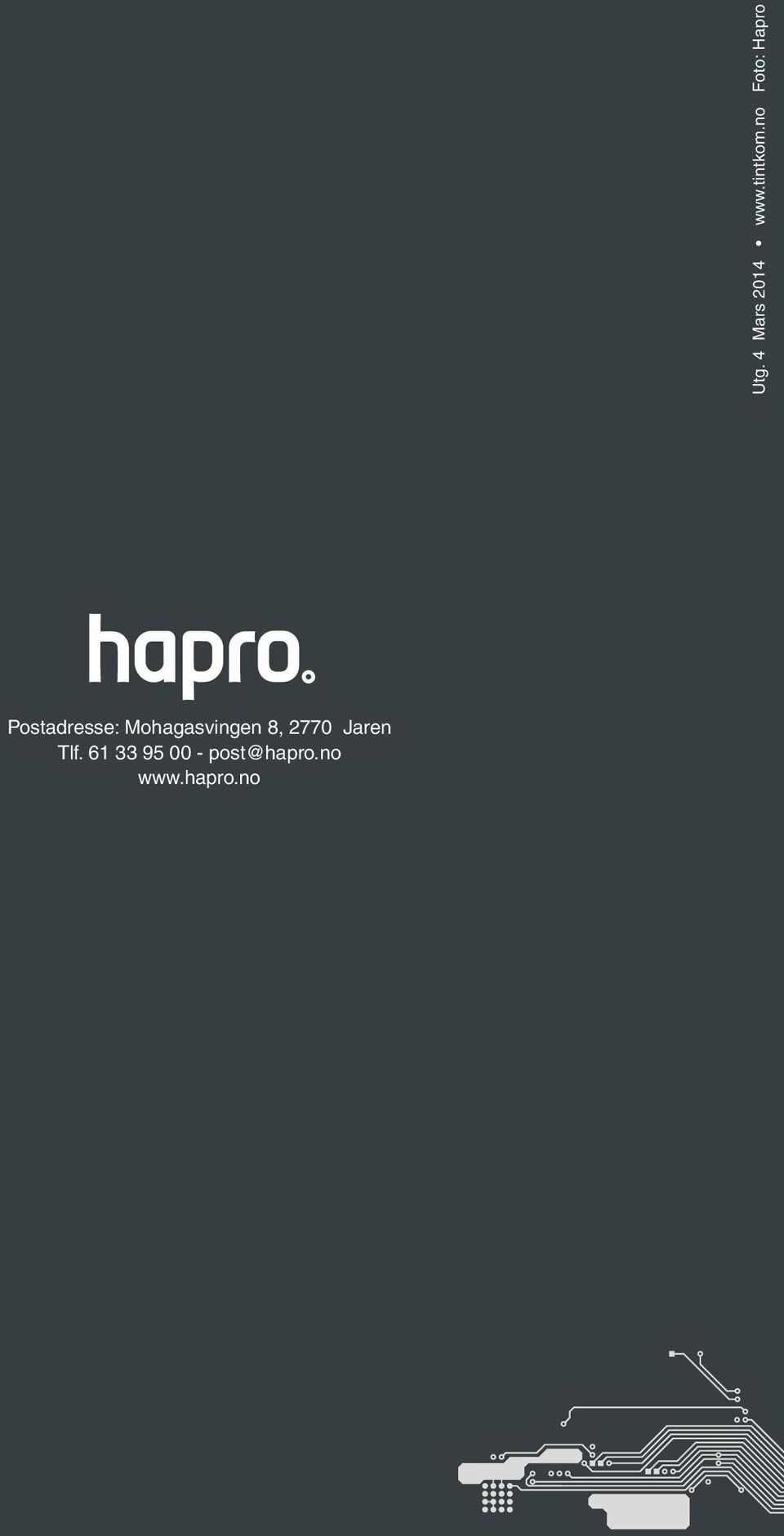 61 33 95 00 - post@hapro.no www.