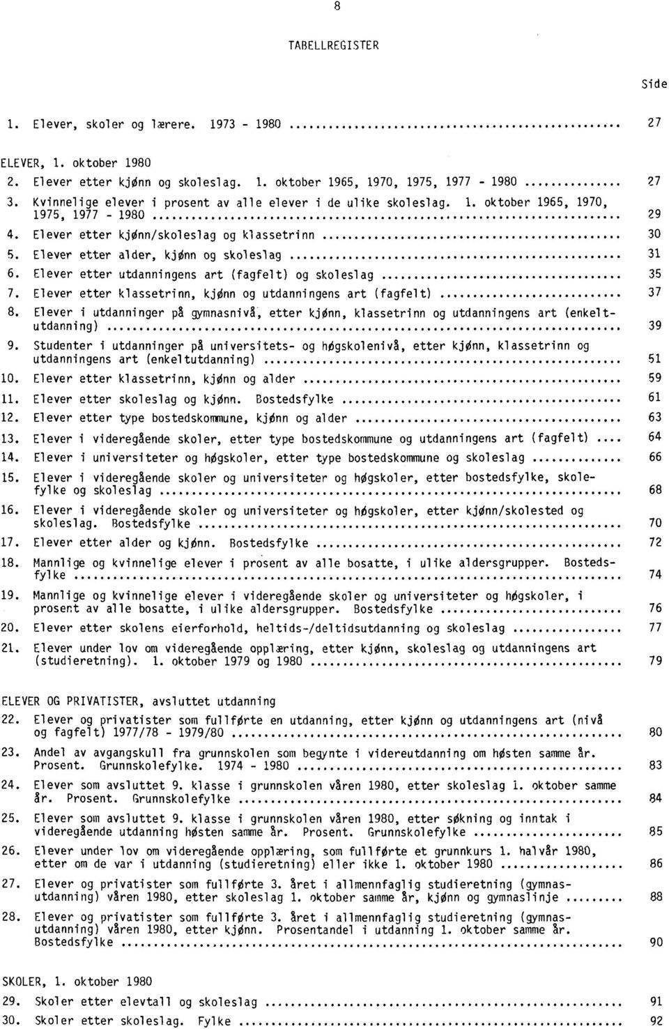 Elever etter alder, kjønn og skoleslag 31 6. Elever etter utdanningens art (fagfelt) og skoleslag 35 7. Elever etter klassetrinn, kjønn og utdanningens art (fagfelt) 37 8.