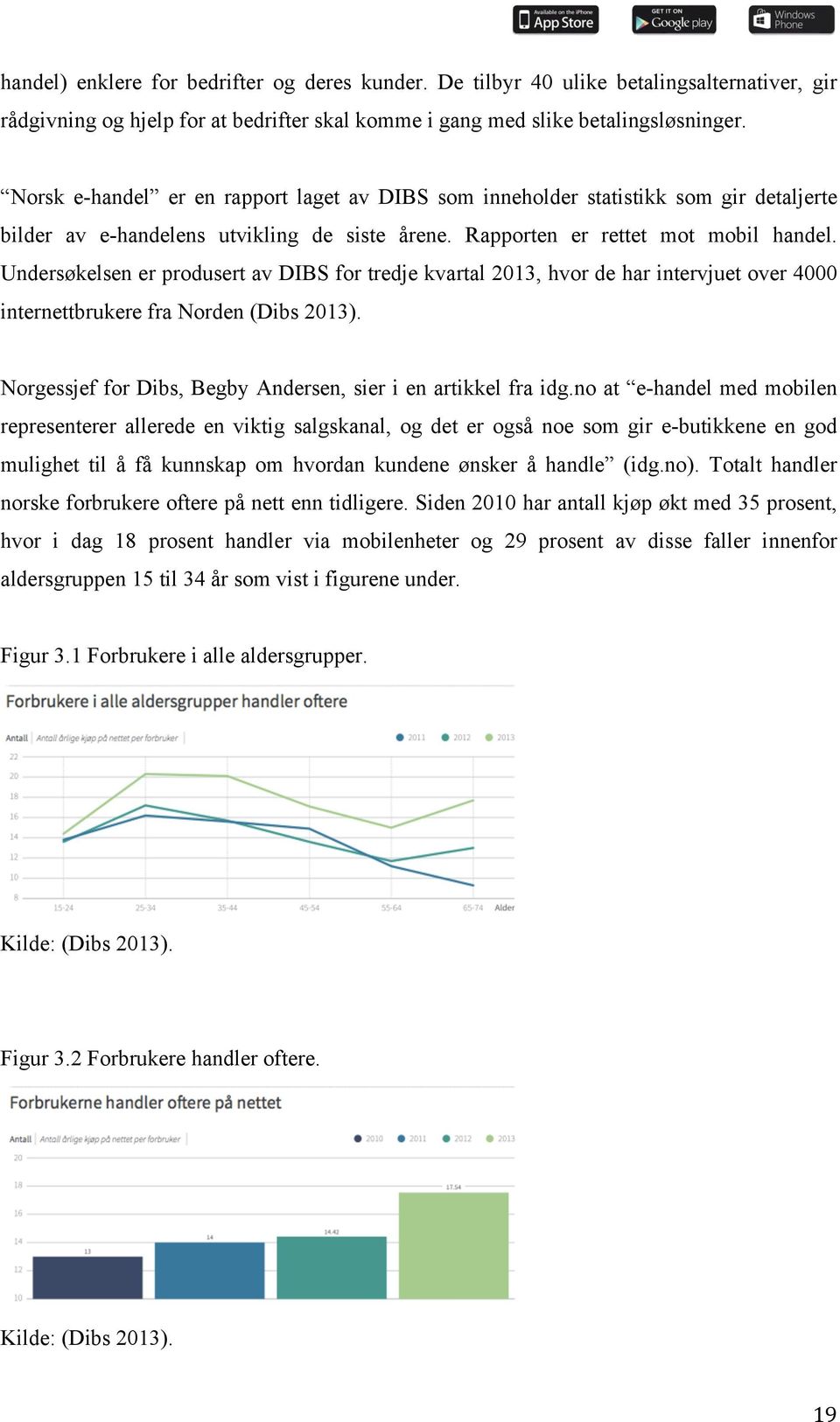 Undersøkelsen er produsert av DIBS for tredje kvartal 2013, hvor de har intervjuet over 4000 internettbrukere fra Norden (Dibs 2013). Norgessjef for Dibs, Begby Andersen, sier i en artikkel fra idg.