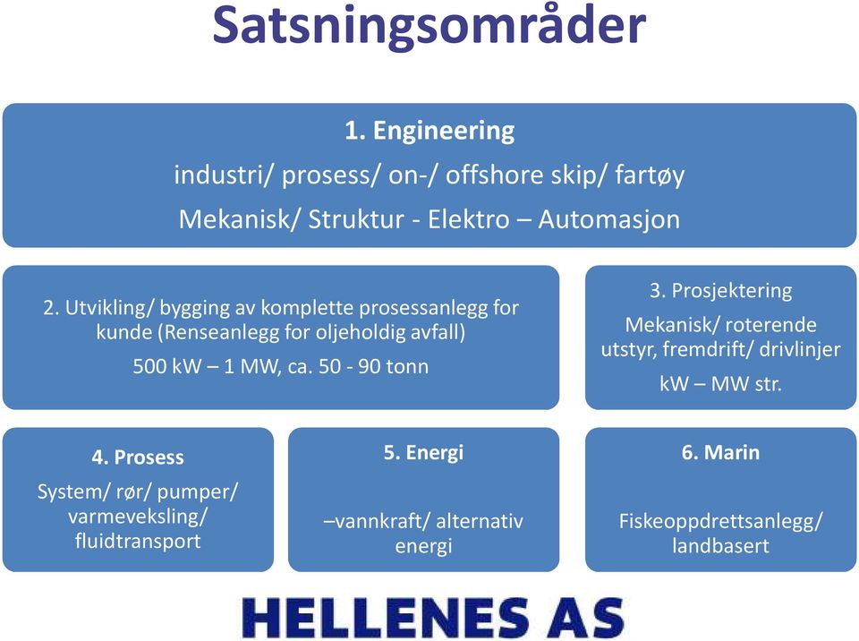 Utvikling/ bygging av komplette prosessanlegg for kunde (Renseanlegg for oljeholdig avfall) 500 kw 1 MW, ca.