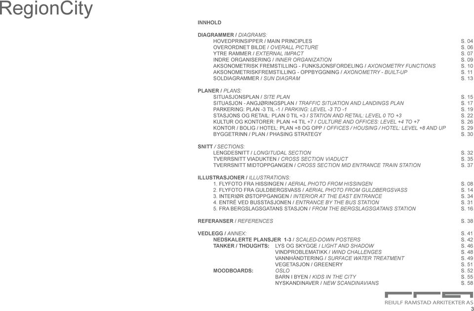 11 SOLDIAGRAMMER / SUN DIAGRAM S. 13 PLANER / PLANS: SITUASJONSPLAN / SITE PLAN S. 15 SITUASJON - ANGJØRINGSPLAN / TRAFFIC SITUATION AND LANDINGS PLAN S.