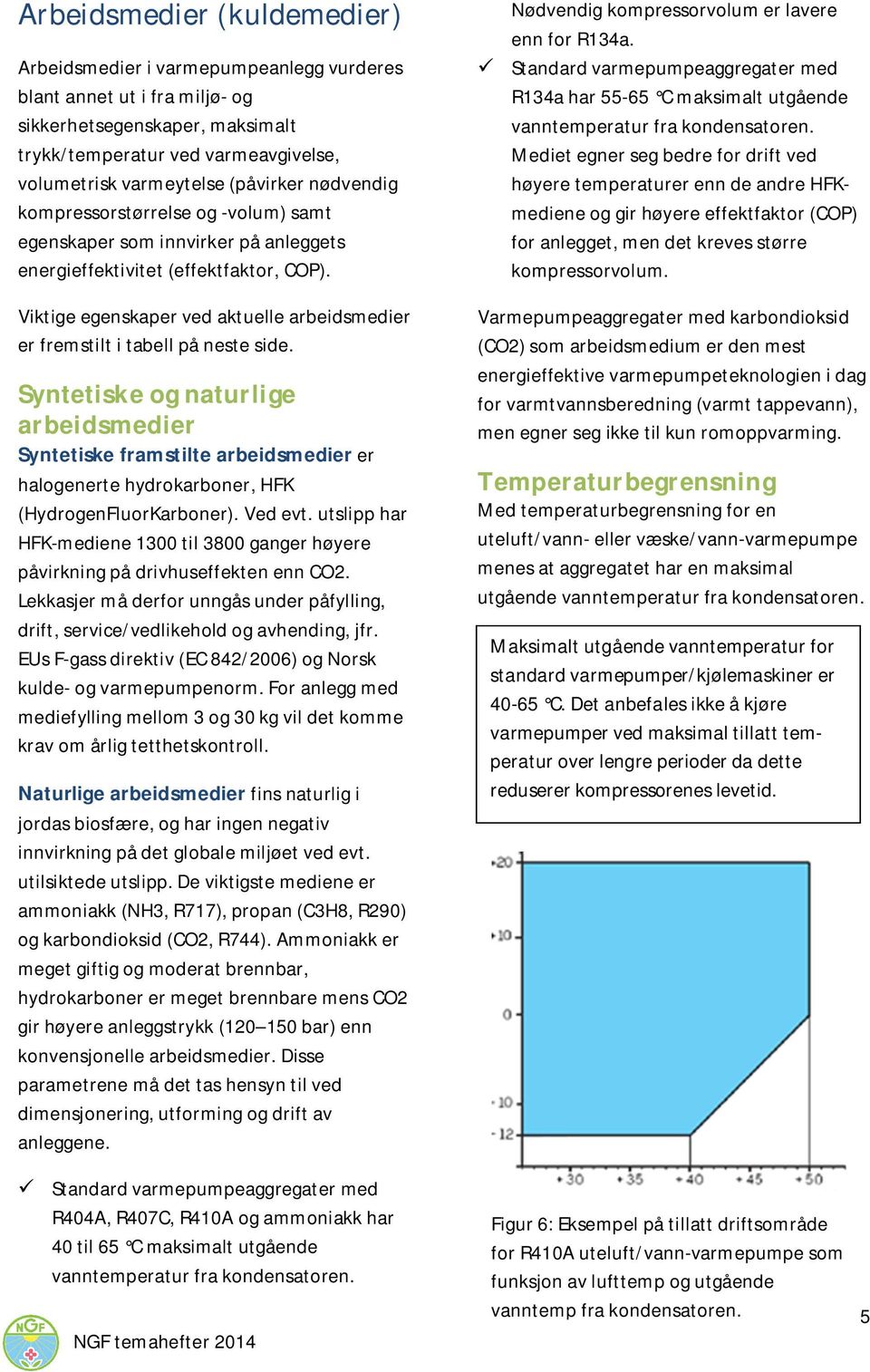 Viktige egenskaper ved aktuelle arbeidsmedier er fremstilt i tabell på neste side.