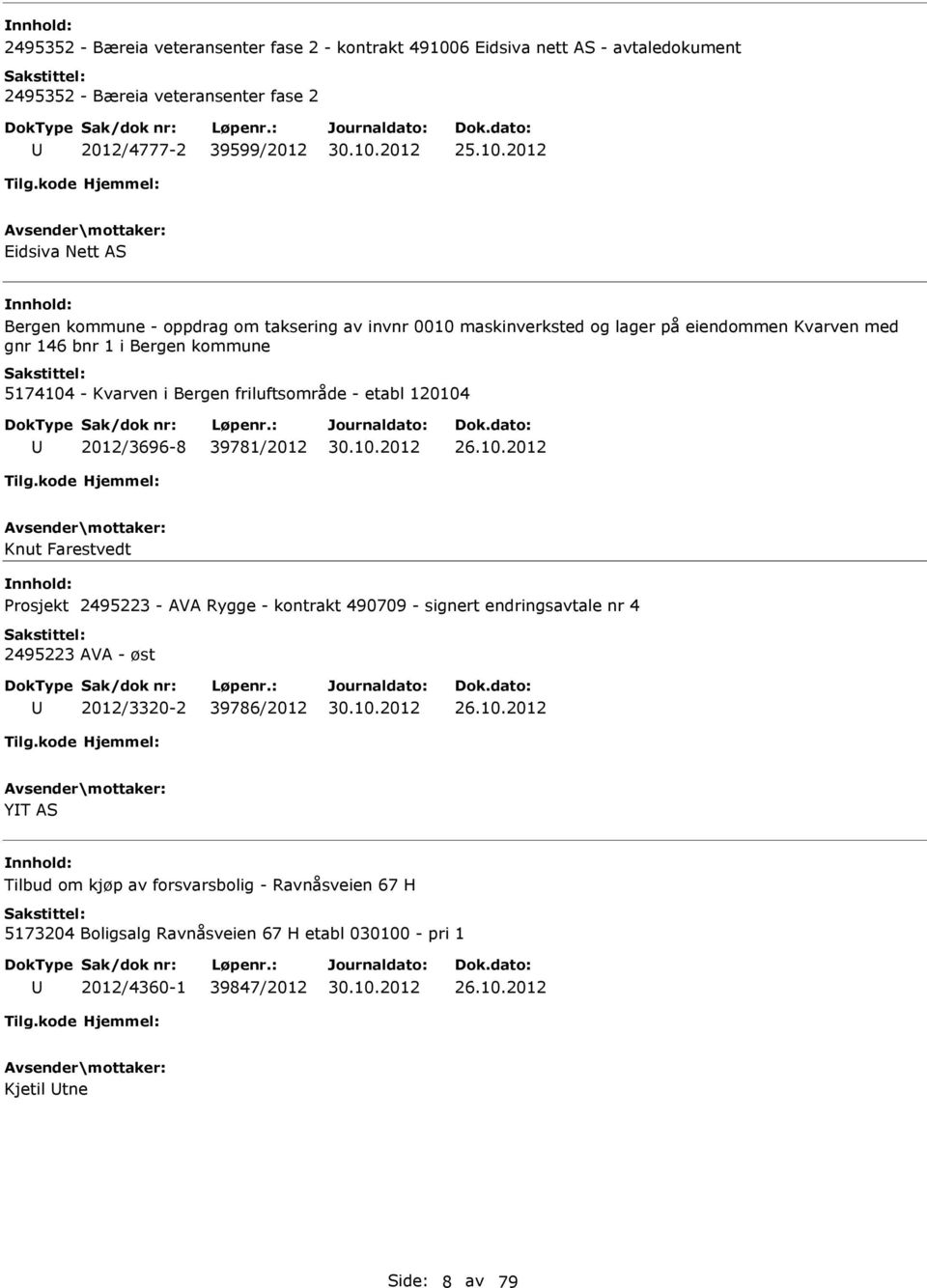 2012 Eidsiva Nett AS Bergen kommune - oppdrag om taksering av invnr 0010 maskinverksted og lager på eiendommen Kvarven med gnr 146 bnr 1 i Bergen kommune 5174104 - Kvarven i