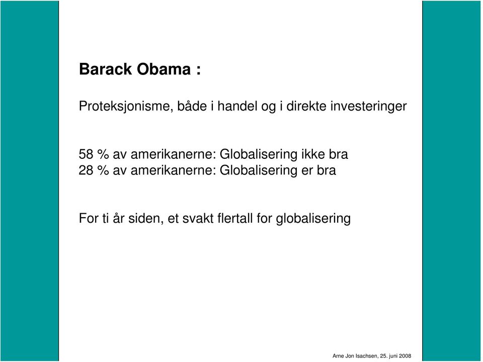 Globalisering ikke bra 28 % av amerikanerne: