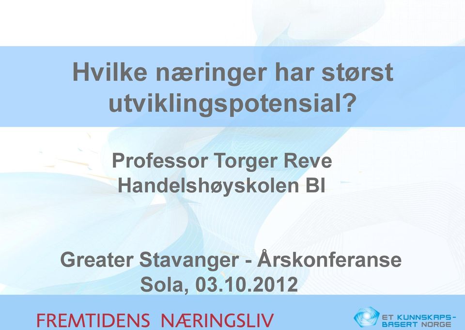 Professor Torger Reve