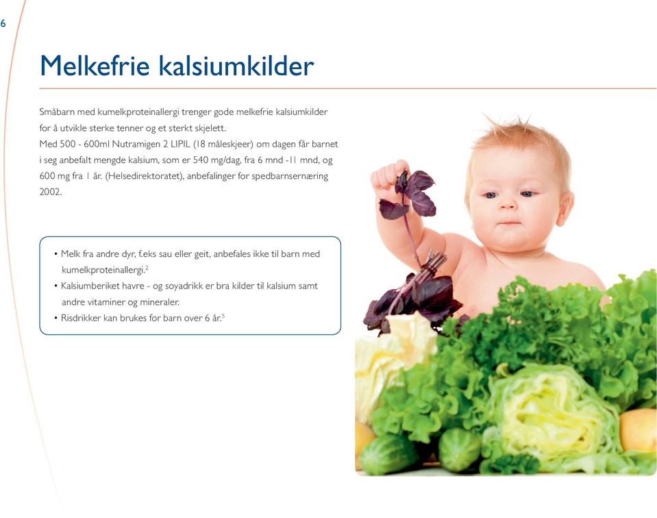 fra 1 år. (Helsedirektoratet), anbefalinger for spedbarnsernæring 2002. Melk fra andre dyr, f.