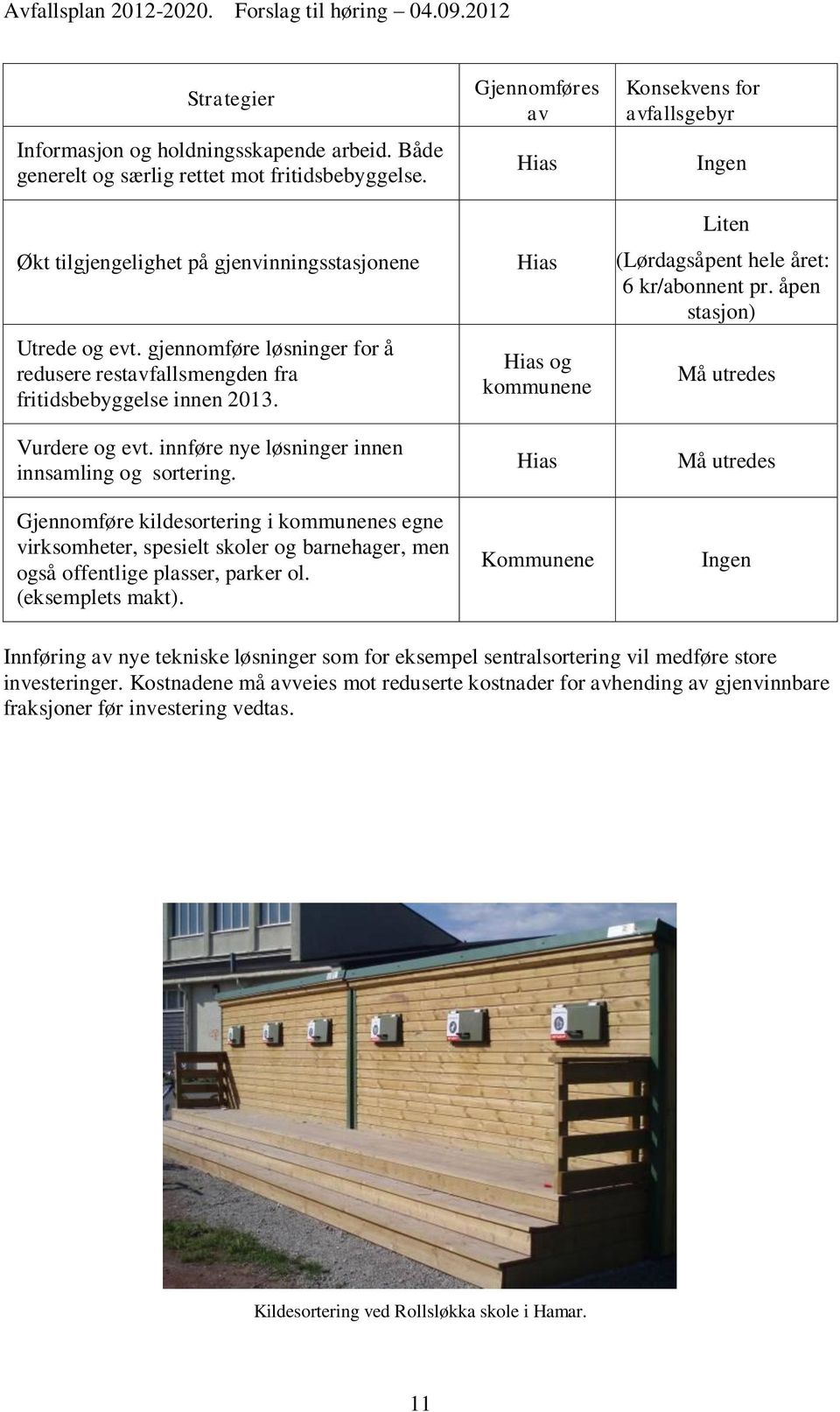 Gjennomføre kildesortering i kommunenes egne virksomheter, spesielt skoler og barnehager, men også offentlige plasser, parker ol. (eksemplets makt).