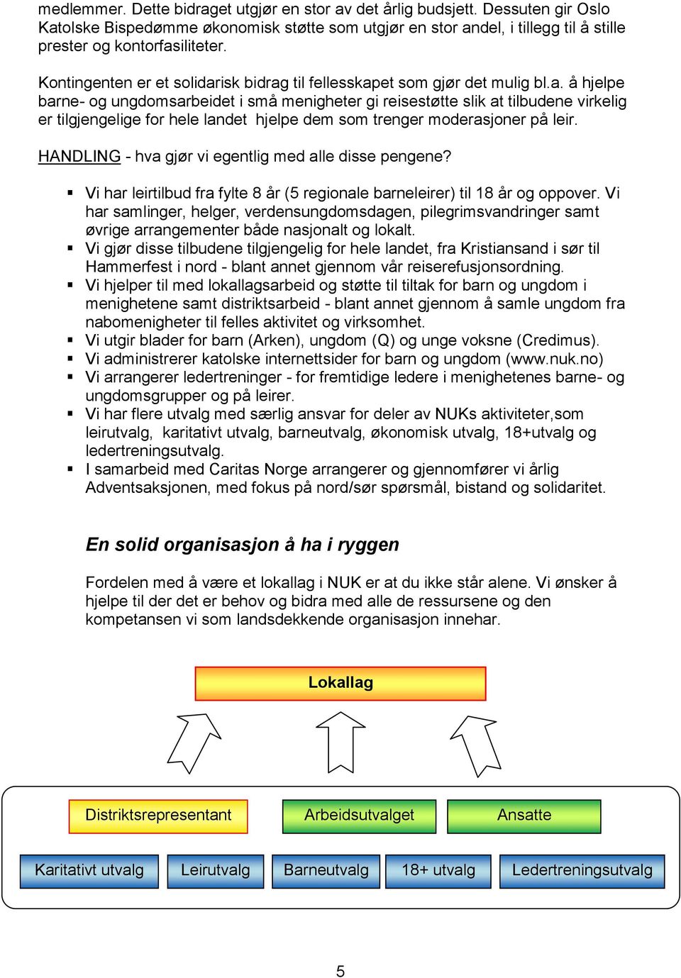 HANDLING - hva gjør vi egentlig med alle disse pengene? Vi har leirtilbud fra fylte 8 år (5 regionale barneleirer) til 18 år og oppover.