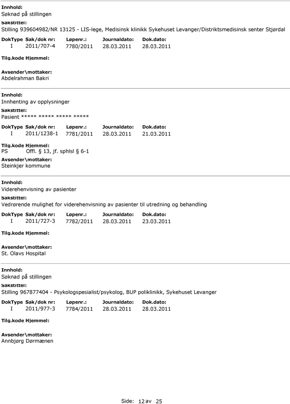 av pasienter Vedrørende mulighet for viderehenvisning av pasienter til utredning og behandling 2011/727-3 7782/2011 St.