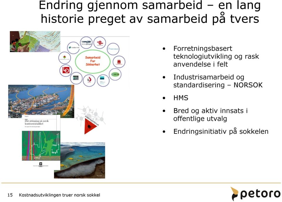 felt Industrisamarbeid og standardisering NORSOK HMS Kilde: Statoil Bred og