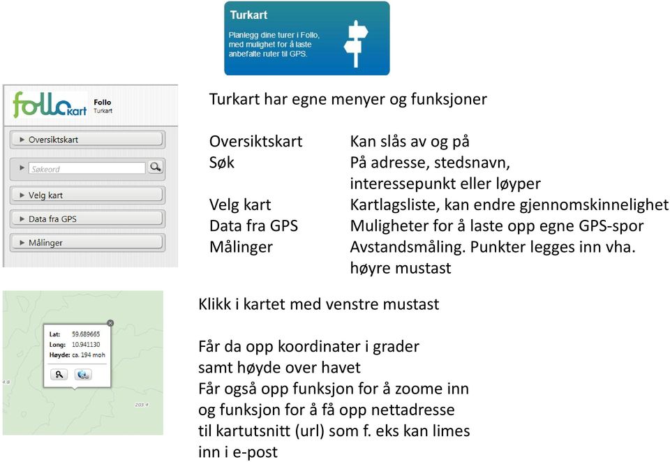 Punkter legges inn vha.