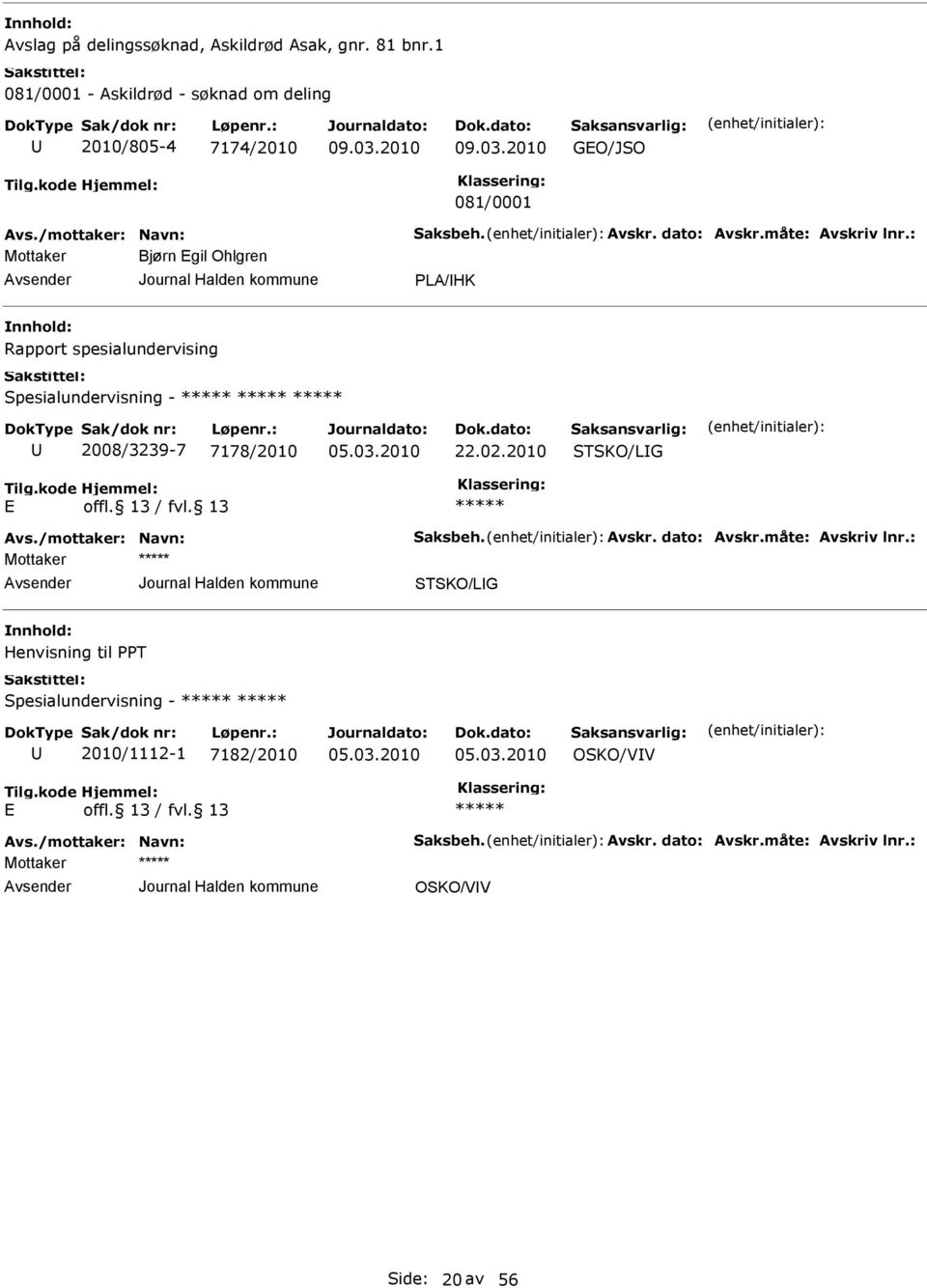 Ohlgren PLA/IHK Rapport spesialundervising Spesialundervisning - 2008/3239-7 7178/2010