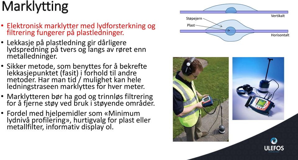 Sikker metode, som benyttes for å bekrefte lekkasjepunktet (fasit) i forhold til andre metoder.