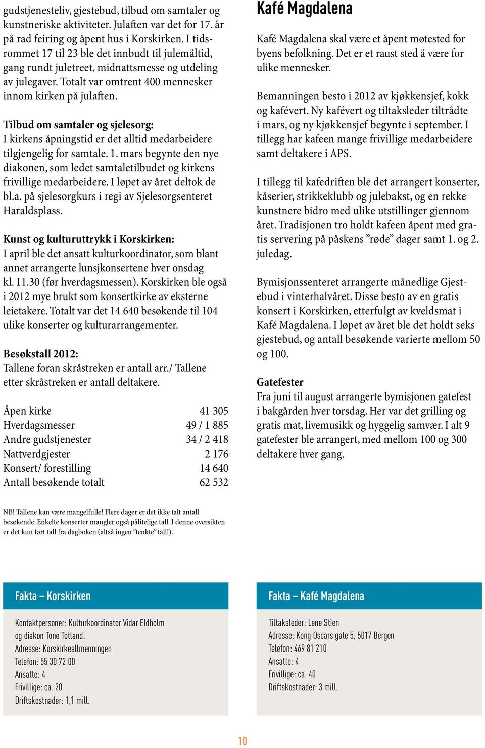 Tilbud om samtaler og sjelesorg: I kirkens åpningstid er det alltid medarbeidere tilgjengelig for samtale. 1.