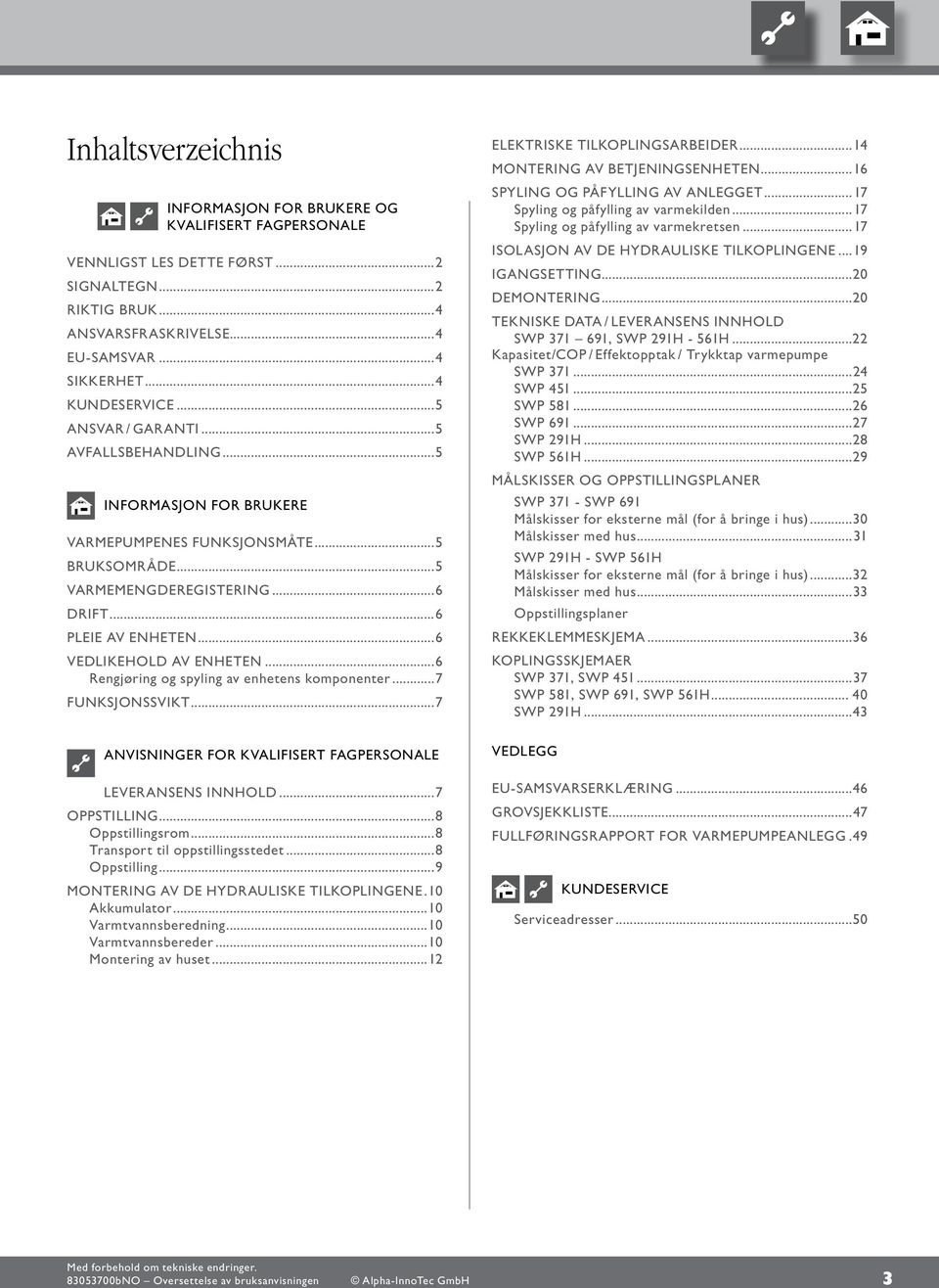 ..6 Rengjøring og spyling av enhetens komponenter...7 FUNKSJONSSVIKT...7 ANVISNINGER FOR KVALIFISERT FAGPERSONALE LEVERANSENS INNHOLD...7 OPPSTILLING...8 Oppstillingsrom.