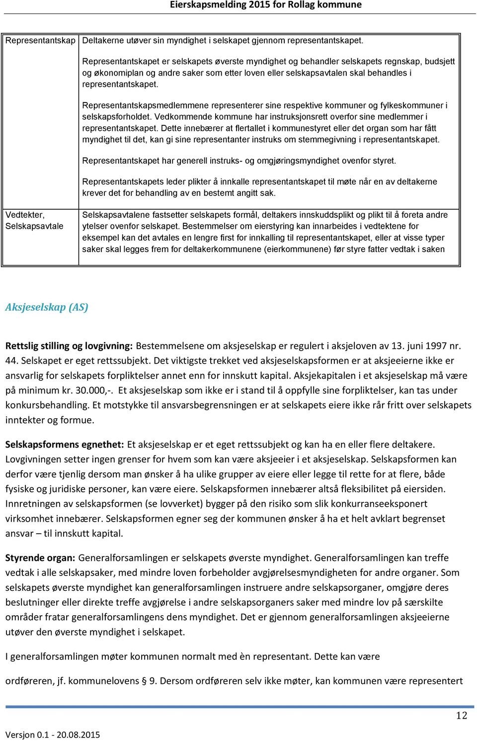 Representantskapsmedlemmene representerer sine respektive kommuner og fylkeskommuner i selskapsforholdet. Vedkommende kommune har instruksjonsrett overfor sine medlemmer i representantskapet.