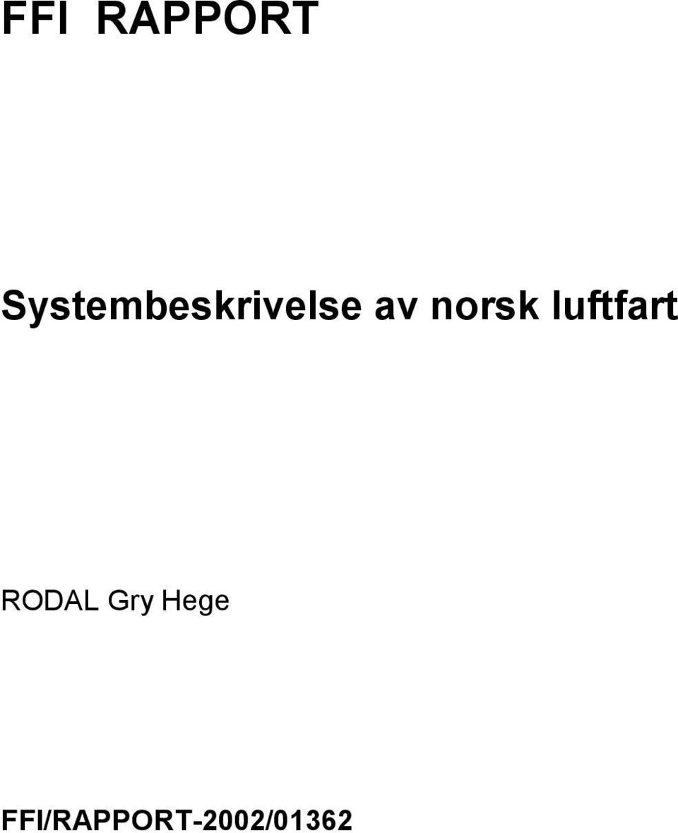 norsk luftfart RODAL