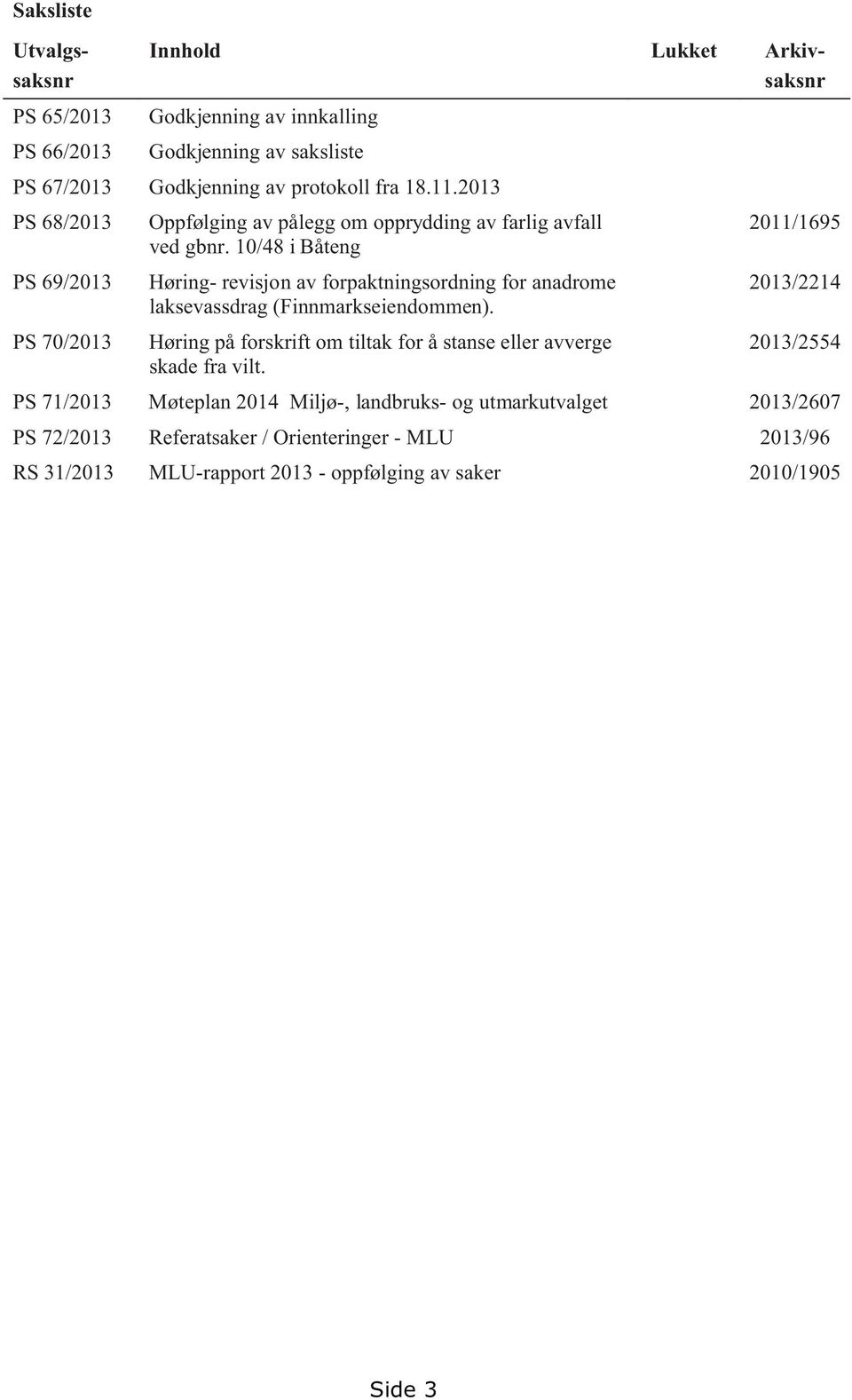 10/48 i Båteng PS 69/2013 Høring- revisjon av forpaktningsordning for anadrome 2013/2214 laksevassdrag (Finnmarkseiendommen).