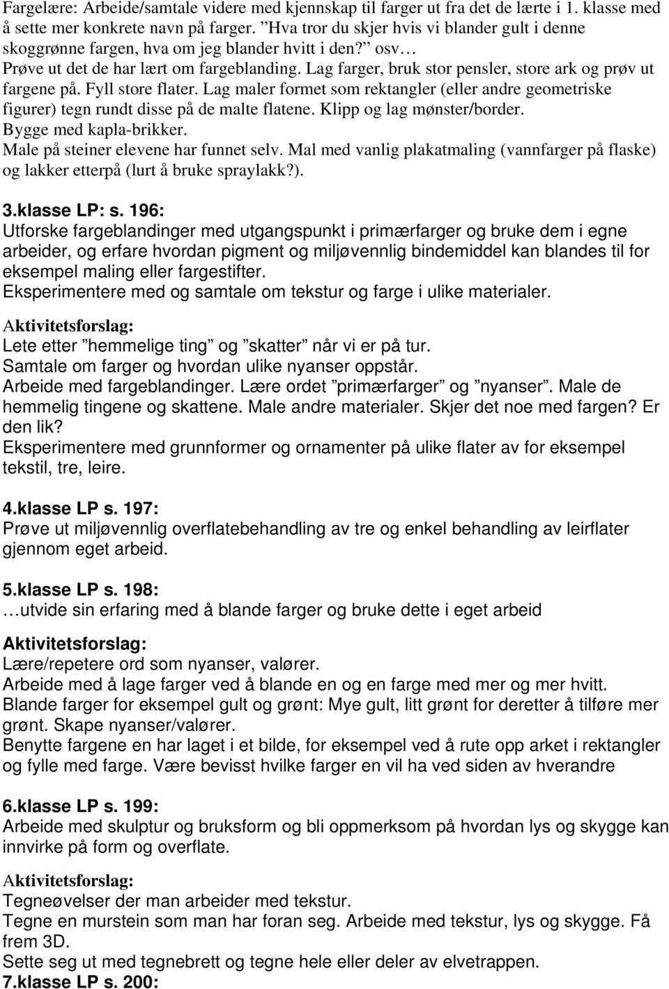 Lag farger, bruk stor pensler, store ark og prøv ut fargene på. Fyll store flater. Lag maler formet som rektangler (eller andre geometriske figurer) tegn rundt disse på de malte flatene.