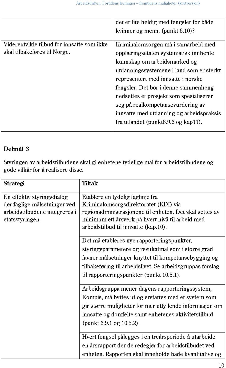 Det bør i denne sammenheng nedsettes et prosjekt som spesialiserer seg på realkompetansevurdering av innsatte med utdanning og arbeidspraksis fra utlandet (punkt6.9.6 og kap11).