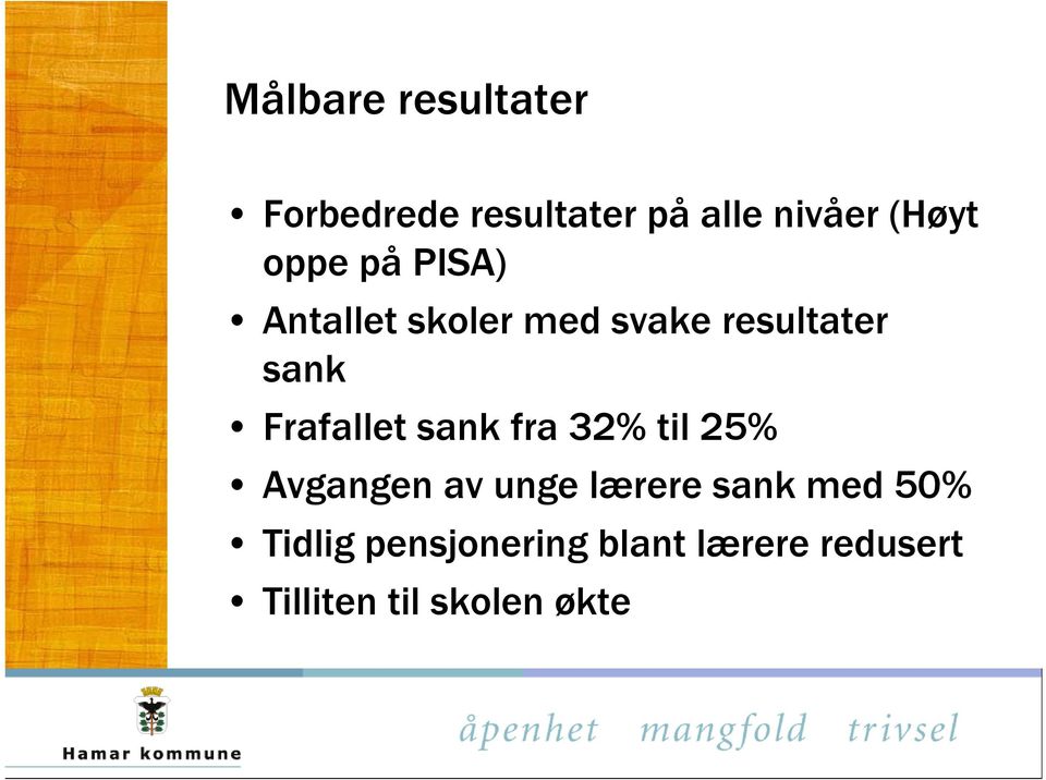 Frafallet sank fra 32% til 25% Avgangen av unge lærere sank