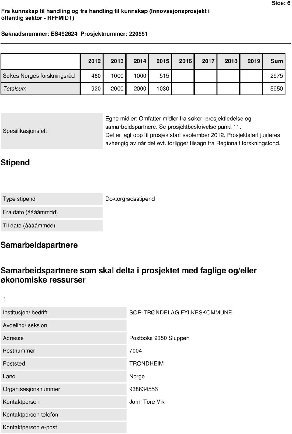 Se prosjektbeskrivelse punkt 11. Det er lagt opp til prosjektstart september 2012. Prosjektstart justeres avhengig av når det evt. forligger tilsagn fra Regionalt forskningsfond.