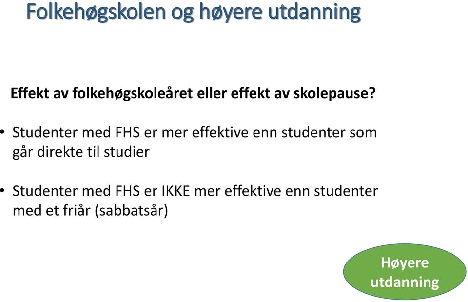 Studenter med FHS er mer effektive enn studenter som går direkte