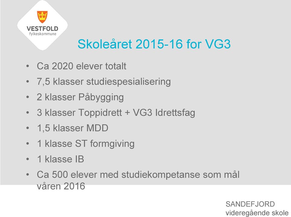 Toppidrett + VG3 Idrettsfag 1,5 klasser MDD 1 klasse ST