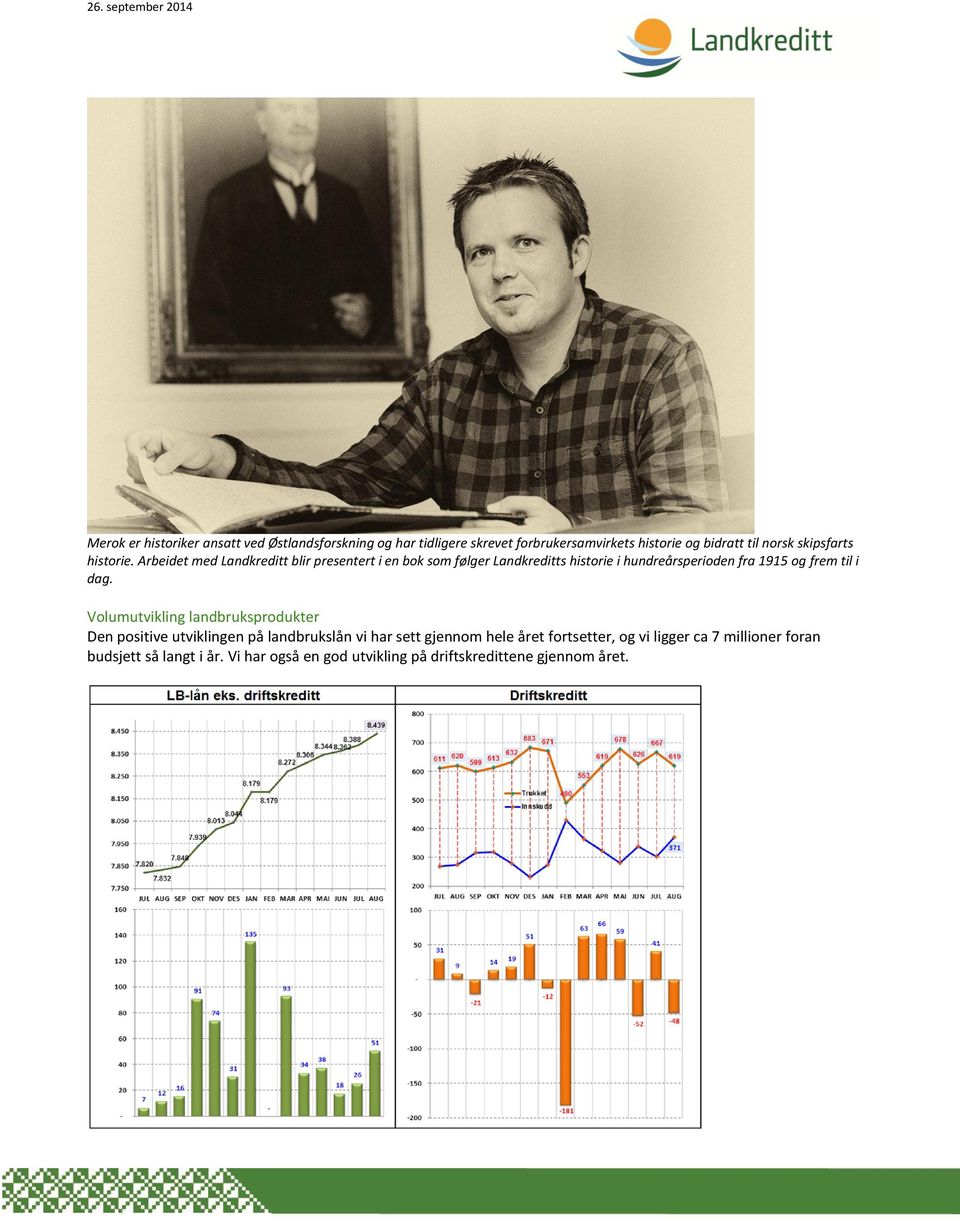 Arbeidet med Landkreditt blir presentert i en bok som følger Landkreditts historie i hundreårsperioden fra 1915 og frem til i