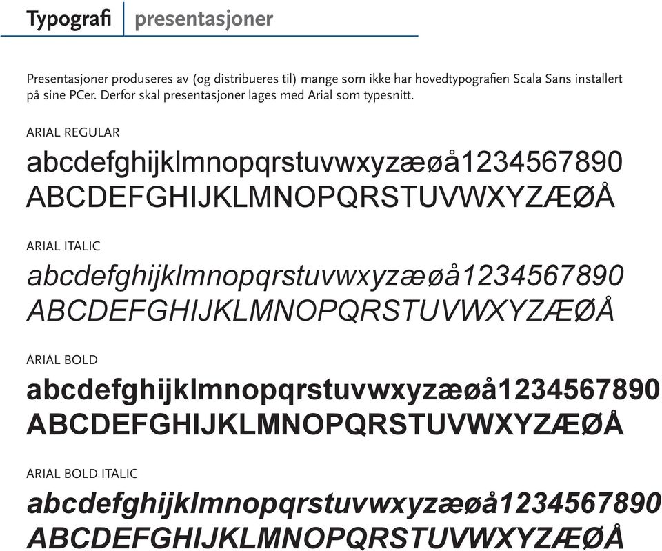 Derfor skal presentasjoner lages med Arial som typesnitt.