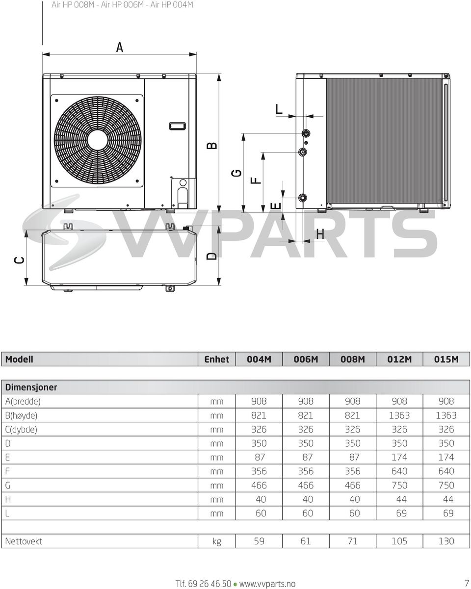 326 326 326 D mm 350 350 350 350 350 E mm 87 87 87 174 174 F mm 356 356 356 640 640 G mm