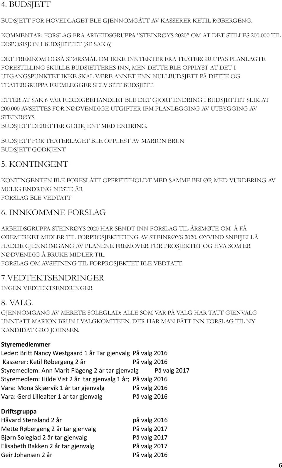 IKKE SKAL VÆRE ANNET ENN NULLBUDSJETT PÅ DETTE OG TEATERGRUPPA FREMLEGGER SELV SITT BUDSJETT. ETTER AT SAK 6 VAR FERDIGBEHANDLET BLE DET GJORT ENDRING I BUDSJETTET SLIK AT 200.