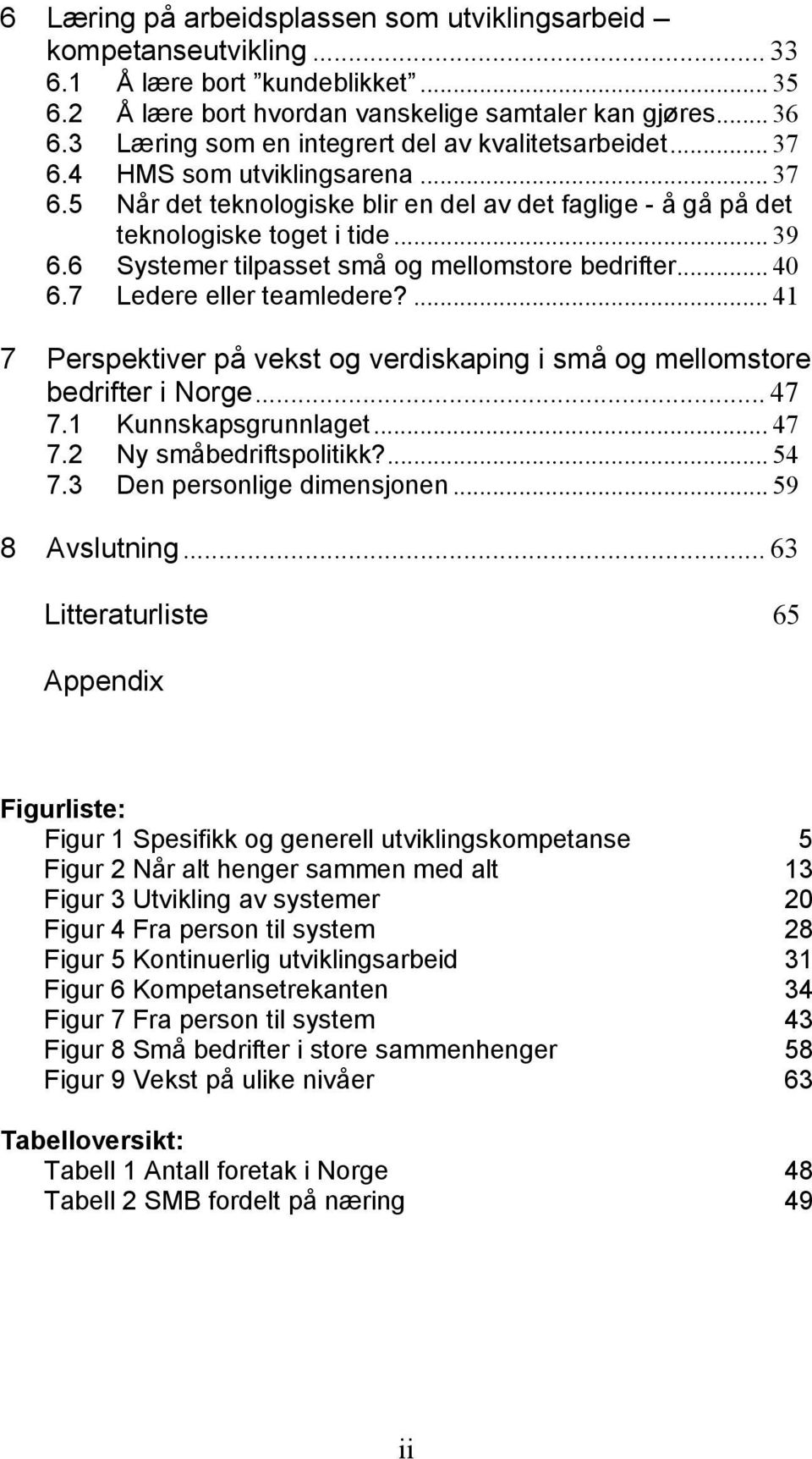 6 Systemer tilpasset små og mellomstore bedrifter... 40 6.7 Ledere eller teamledere?... 41 7 Perspektiver på vekst og verdiskaping i små og mellomstore bedrifter i Norge... 47 7.1 Kunnskapsgrunnlaget.