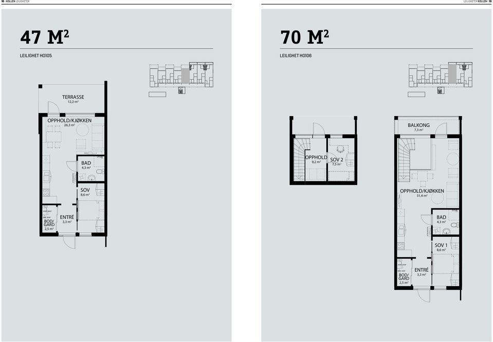 47 m 70 m Leilighet ho105 BRA: 69,7 m Leilighet h0106 BRA: 69,7 m,5 meter.