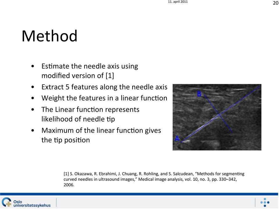 Maximum of the linear func=on gives the =p posi=on [1] S. Okazawa, R. Ebrahimi, J. Chuang, R. Rohling, and S.