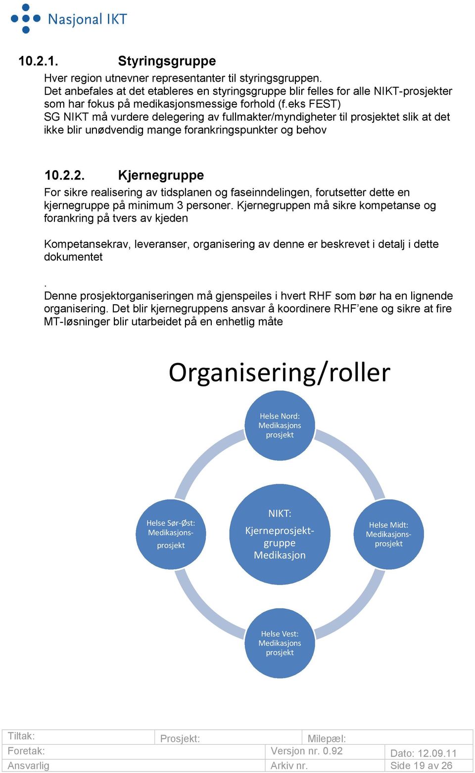 eks FEST) SG NIKT må vurdere delegering av fullmakter/myndigheter til prosjektet slik at det ikke blir unødvendig mange forankringspunkter og behov 10.2.