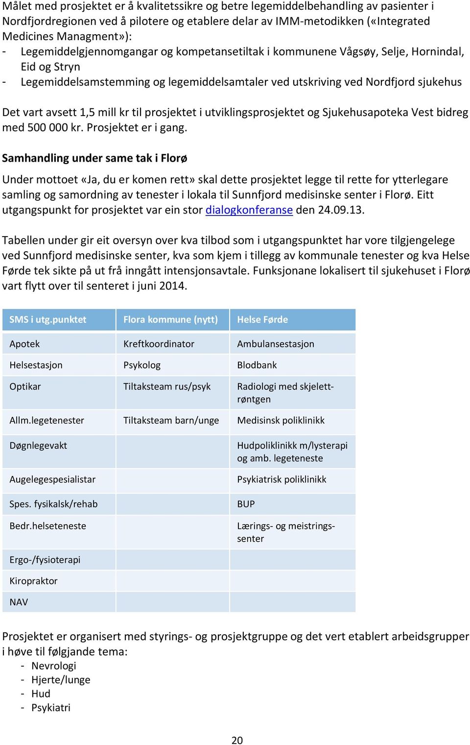 mill kr til prosjektet i utviklingsprosjektet og Sjukehusapoteka Vest bidreg med 500 000 kr. Prosjektet er i gang.