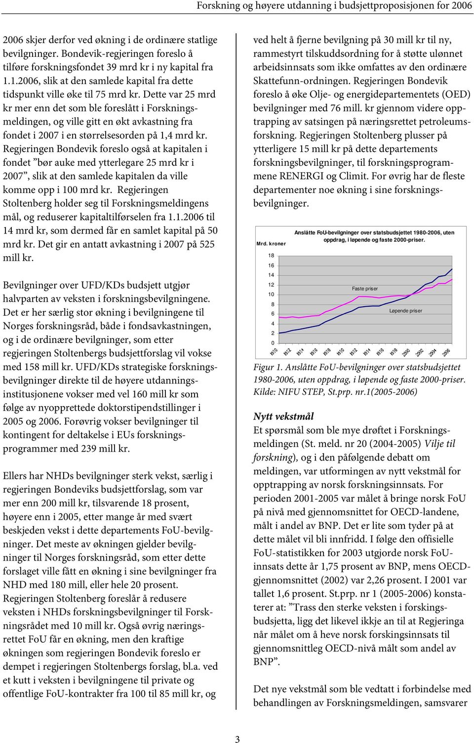 Dette var 25 mrd kr mer enn det som ble foreslått i Forskningsmeldingen, og ville gitt en økt avkastning fra fondet i 2007 i en størrelsesorden på 1,4 mrd kr.