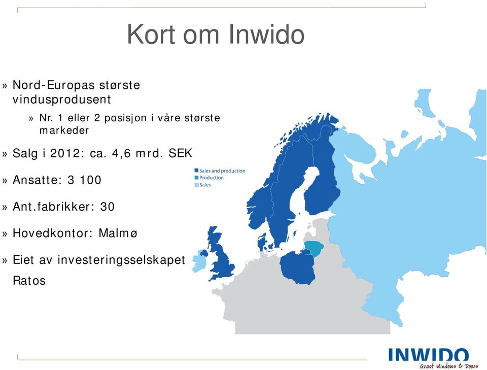 2012: ca. 4,6 mrd. SEK» Ansatte: 3 100» Ant.