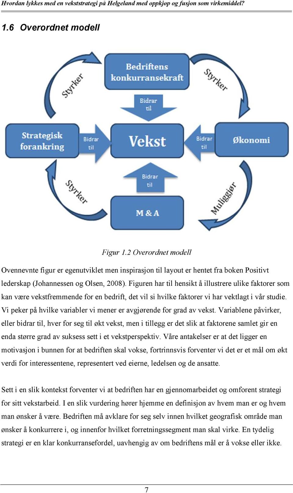 Vi peker på hvilke variabler vi mener er avgjørende for grad av vekst.