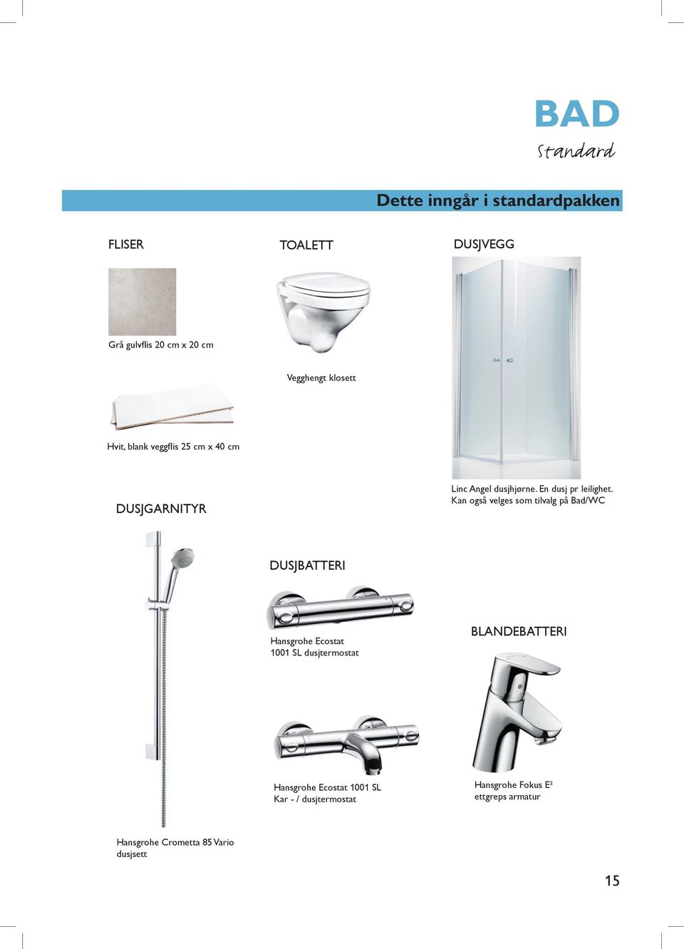 Kan også velges som tilvalg på Bad/WC DUSJBATTERI Hansgrohe Ecostat 1001 SL dusjtermostat BLANDEBATTERI