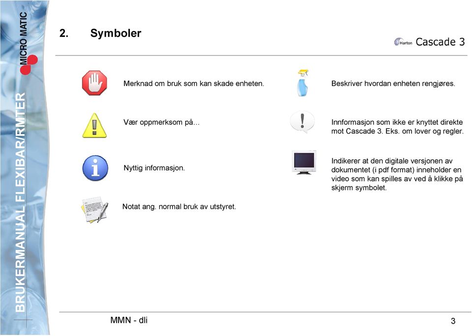 Innformasjon som ikke er knyttet direkte mot Cascade 3. Eks. om lover og regler.