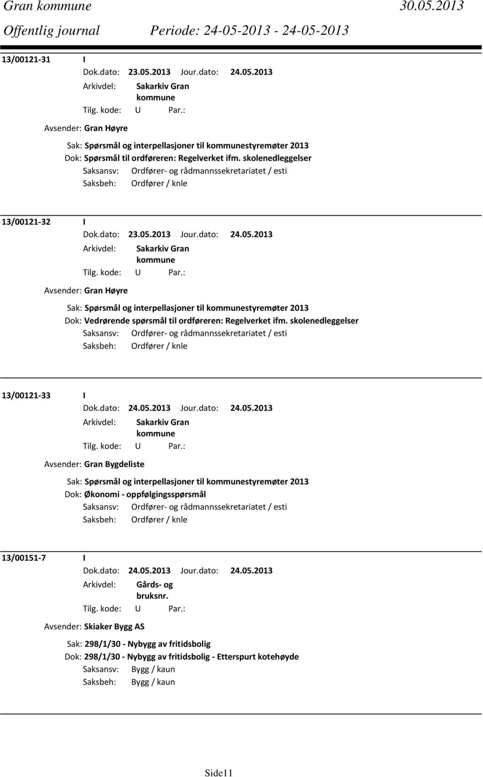 spørsmål til ordføreren: Regelverket ifm.