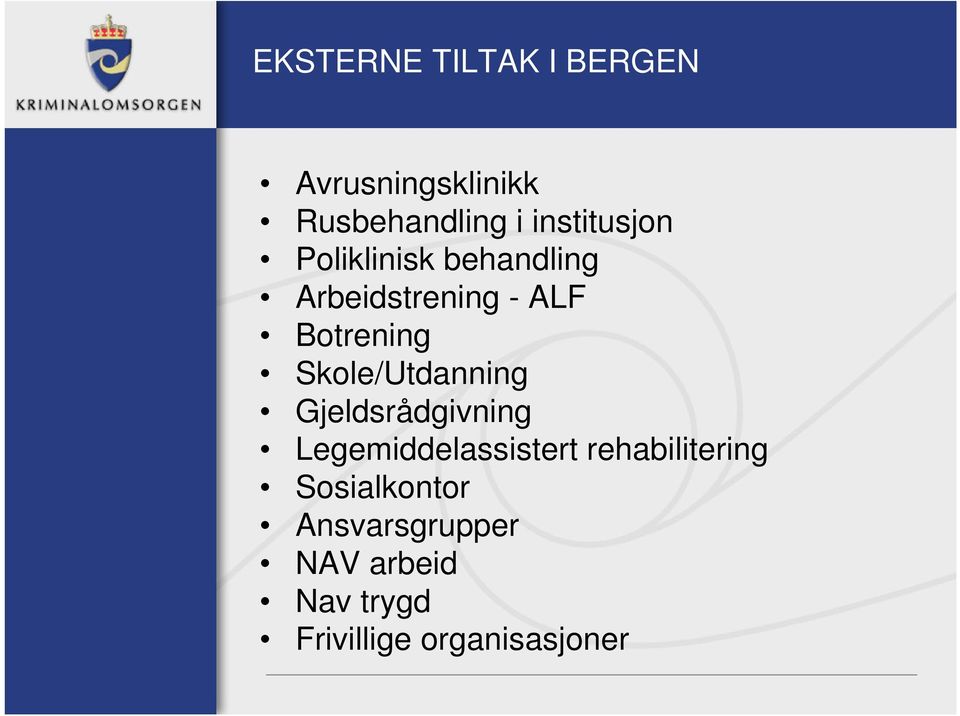 Skole/Utdanning Gjeldsrådgivning Legemiddelassistert